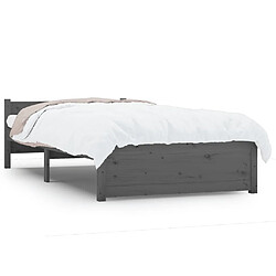 vidaXL Cadre de lit sans matelas gris bois massif 75x190 cm