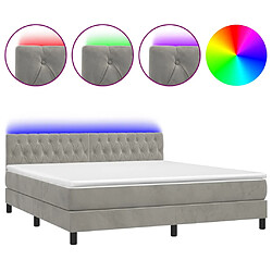 vidaXL Sommier à lattes de lit avec matelas LED Gris clair 160x200 cm