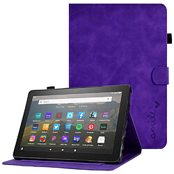 Etui en PU motif en forme de cœur, anti-chocs avec support et porte-cartes pour votre Amazon Fire HD 8 (2020) - violet