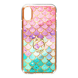 Avizar Coque iPhone X et XS Bi-matière avec Bague de Maintien Motif Écaille Multicolore