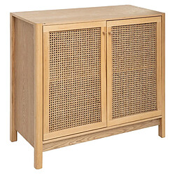 Pegane Buffet en bois et cannage rotin coloris beige - Longueur 100 x Profondeur 45 x Hauteur 89,5 cm