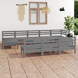 Maison Chic Salon de jardin 11 pcs - Table et chaises d'extérieur - Mobilier/Meubles de jardin Moderne Gris Bois de pin massif -MN11906