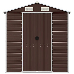 Helloshop26 Abri de jardin cabane cabanon maison de stockage remise extérieur hangar outils robuste 191 x 215 x 198 cm acier galvanisé marron 02_0022269