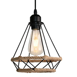 STOEX Lustre Suspension Industrielle Vintage Cage forme Diamant 3 Abat-Jour avec