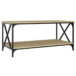 ComfortXL Table Basse Chêne Sonoma 100x50x45 Cm Bois D'ingénierie Et Fer