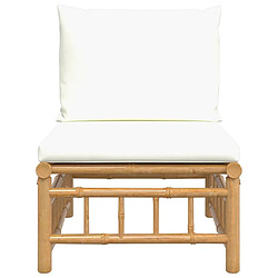 Avis Maison Chic Canapé central de jardin avec coussins | Canapé Sofa d'extérieur | Fauteuil terrasse blanc crème bambou -MN96107