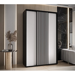 Abiks Meble Armoire LANKO 1 À Portes Coulissantes 235,2/150/45 3 Portes (Noir/Blanc)