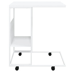 Avis Maison Chic Table d'appoint | Table Basse et roues Blanc 55x36x63,5 cm Bois d'ingénierie -GKD63165