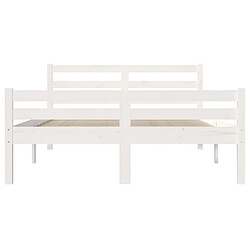 Maison Chic Lit adulte - Lit simple Cadre de lit,Structure du lit Contemporain Blanc Bois massif 140x200 cm -MN94896 pas cher