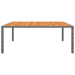 vidaXL Table de jardin 200x150x75 cm Acacia et résine tressée Gris