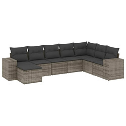 Maison Chic Ensemble Tables et chaises d'extérieur 8 pcs avec coussins,Salon de jardin gris résine tressée -GKD386060