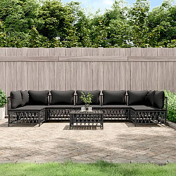 Maison Chic Salon de jardin 8 pcs + coussins - Mobilier/Meubles de jardin - Table et chaises d'extérieur anthracite acier -MN59609