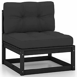 Acheter Maison Chic Salon de jardin 10 pcs + coussins - Mobilier/Meubles de jardin - Table et chaises d'extérieur Noir Bois de pin massif -MN31744