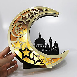 Universal Lumière de lune musulmane en bois Lumière LED Ramadan Accessoires Eid Moubarak Décoration Articles de fête islamique