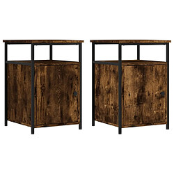 Maison Chic Lot de 2 Tables de chevet - Tables de Nuit chêne fumé 40x42x60 cm bois d'ingénierie