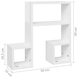 vidaXL Étagères murales 2pcs blanc brillant 50x15x50cm bois ingénierie pas cher