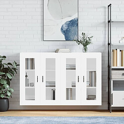 Maison Chic Lot de 2 Armoires murales,Meuble de Rangement,Armoire Suspendue blanc bois d'ingénierie -MN98201