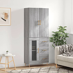 vidaXL Buffet haut Sonoma gris 69,5x34x180 cm Bois d'ingénierie