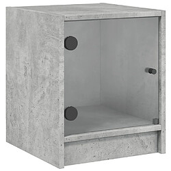 vidaXL Table de chevet avec porte en verre gris béton 35x37x42 cm