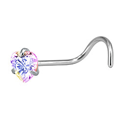 9 pièces en acier inoxydable zircon cristal vis à nez incurvé piercing multicolore