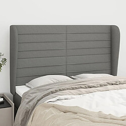 vidaXL Tête de lit avec oreilles Gris foncé 147x23x118/128 cm Tissu