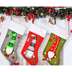 C31 3PCS Décoration de Noël Chaussettes tricotées Rudolph Noël Stocking Jour de Noël Cadeau Home Cheminée Décoration