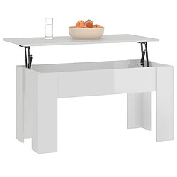 Avis vidaXL Table basse blanc brillant 101x49x52 cm bois d'ingénierie