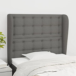 Maison Chic Tête de lit scandinave avec oreilles,meuble de chambre Gris foncé 83x23x118/128 cm Tissu -MN39859