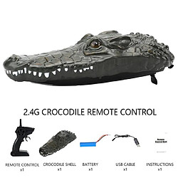 Universal RC Alligator Head 2.4G Remote Control RC Boat(Black) pas cher