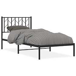 Maison Chic Cadre/structure de lit métal et tête de lit pour adulte - Lit Moderne Chambre noir 90x190 cm -MN49004