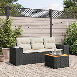 Maison Chic Salon de jardin 4 pcs avec coussins | Ensemble de Table et chaises | Mobilier d'Extérieur noir résine tressée -GKD93984