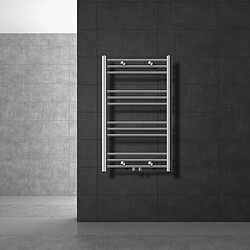 LuxeBath Radiateur sèche-serviette forme courbé acier chrome connexion central 60x80 cm