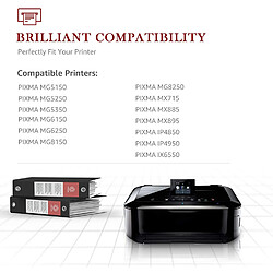 123CONSOMMABLES - PGI525 CLI526 - Cartouches d'encre compatible avec Canon 525 526 pour PIXMA MG5150 MG5350 MG6150 IX6550 MX715 MX885 MX895 IP4850 IP4950 IP6550 (8 Noir / 4 Cyan / 4 Magenta / 4 Jaune)