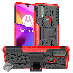 Htdmobiles Coque rigide anti choc pour Motorola Moto E20 / E30 / E40 + verre trempe - ROUGE