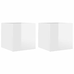 vidaXL Meubles TV muraux 2 pcs Blanc brillant 30,5x30x30 cm