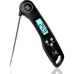 Vendos85 Thermometre Cuisine avec écran LCD pour Viande, BBQ, Steak, Huile, Lait, Vin noir