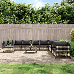 Maison Chic Salon de jardin 11pcs + coussins - Mobilier/Meubles de jardin - Table et chaises d'extérieur anthracite résine tressée -MN12580