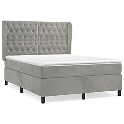 Maison Chic Lit Adulte - Lit simple Lit à sommier tapissier et matelas moelleux - Meuble de Chambre - Gris clair 140x200cm Velours -MN91488