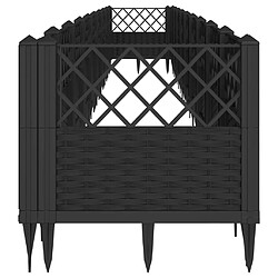 Avis vidaXL Jardinière avec piquets noir 363,5x43,5x43,5 cm PP