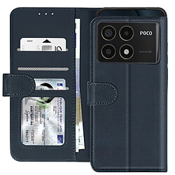 Avizar Étui pour Xiaomi Poco F6 Pro Clapet Portefeuille Support Style Vintage Bleu Nuit