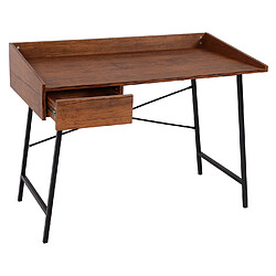 Mendler Bureau HWC-J97, table de bureau informatique, tiroir structure 3D 98x114x60cm MVG-certifié ~ brun