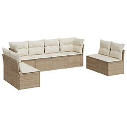 vidaXL Salon de jardin avec coussins 8 pcs beige résine tressée