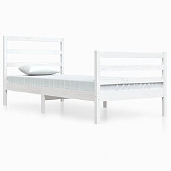 Maison Chic Lit adulte - Lit simple Cadre de lit,Structure du lit Contemporain Blanc Bois de pin massif 90x200 cm -MN68507