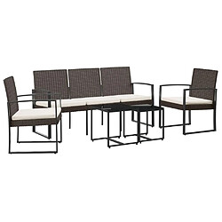 Ensemble salle à manger de jardin 5 pcs avec coussins,Ensemble à dîner d'extérieur marron rotin PP -MN40057