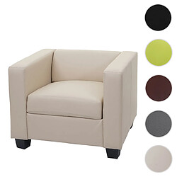 Mendler Fauteuil Club / Lounge Lille, 86x75x70cm ~ simili-cuir, crème 