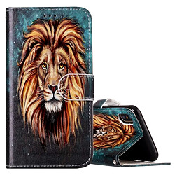 Wewoo Coque pour iPhone X Housse en cuir à rabat avec motif de lion en relief avec porte-cartes et fentes cartes porte-monnaie cadre photo