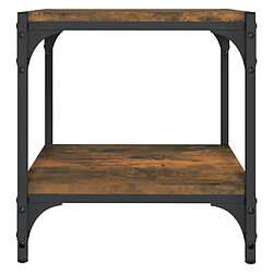 Maison Chic Meuble TV scandinave - Banc TV pour salon Chêne fumé 40x33x41 cm Bois d'ingénierie et acier -MN86491 pas cher