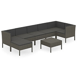 Maison Chic Salon de jardin 8 pcs + coussins - Mobilier/Meubles de jardin - Table et chaises d'extérieur Résine tressée Gris -MN72908