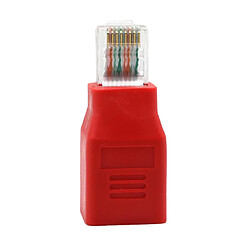 Avis 2pcs RJ45 Convertisseur Mâle vers Femelle Adaptateur Connecteur pour Ordinateur Portable Noir-Rouge