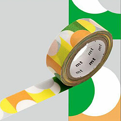 Masking tape demi-cercles - Argent, vert, jaune - 1,5 cm x 7 m